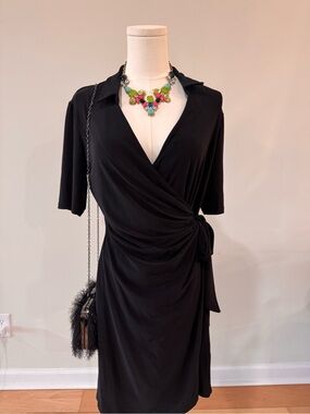 chaus new york black wrap dress